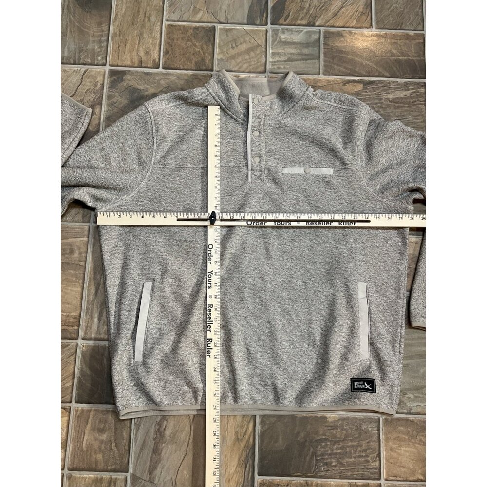 Eddie Bauer Men's 2XL Pullover Sweater Beige Warm Fleece Quarter Snap Pockets - Picture 6 of 16